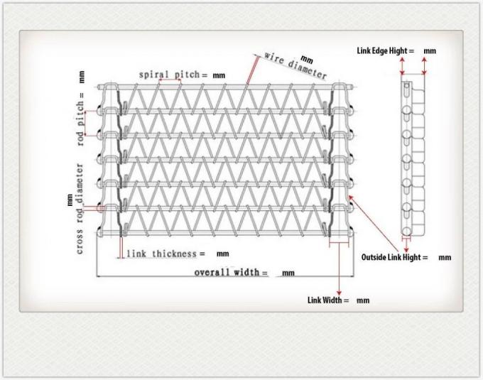 चेन के साथ 400 मिमी 500 मिमी धातु वायर मेष कन्वेयर फ्लैट फ्लेक्स बेल्ट 1